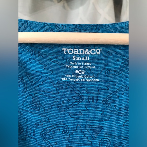 Toad&Co. size Small blue dress w/ beautiful geometric pattern excellent used - Picture 13 of 16